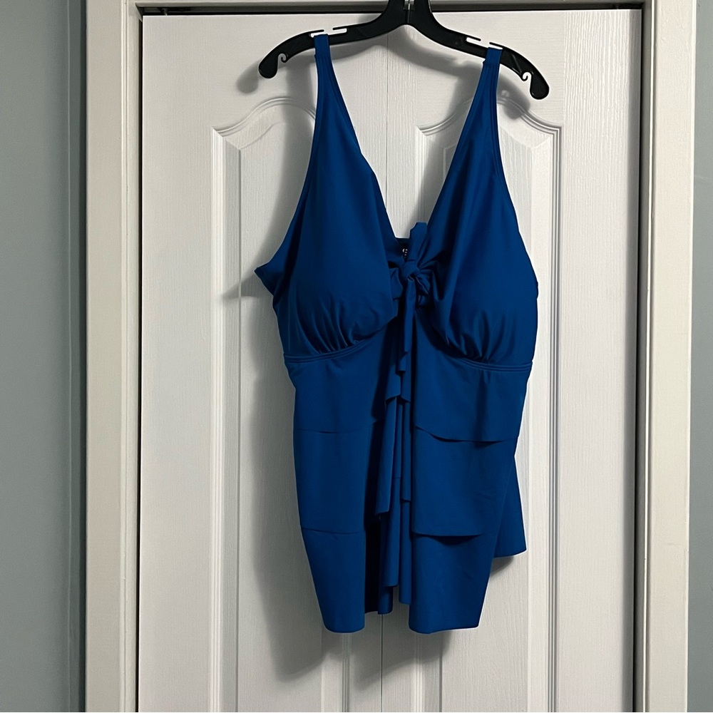 BloomChic Blue Ruffle Tankini Top - Picture 4 of 12